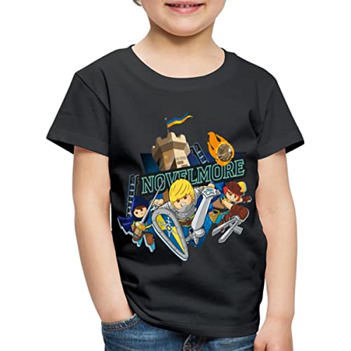 Spreadshirt Playmobil Novelmore Gwynn, Arwynn, Dario Da Vanci Kinder Premium T-Shirt, 122/128 (6 Jahre), Schwarz von Spreadshirt