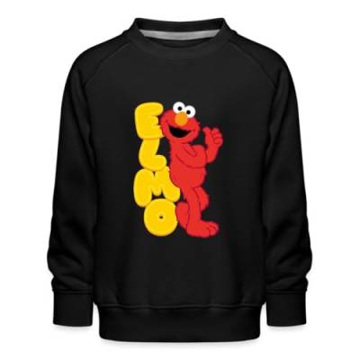 Spreadshirt Sesamstraße Elmo Glücklich Kinder Premium Pullover, 152/164 (12-14 Jahre), Schwarz von Spreadshirt