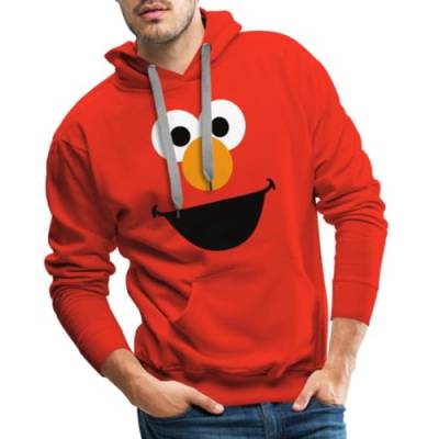 Spreadshirt Sesamstraße Elmo Kostüm Gesicht Krümelmonster Männer Premium Hoodie, S, Rot von Spreadshirt