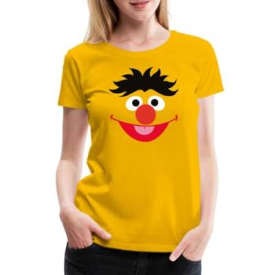 Spreadshirt Sesamstraße Ernie Kostüm Gesicht Frauen Premium T-Shirt, M, Sonnengelb von Spreadshirt