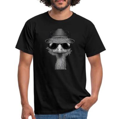 Spreadshirt Strauß Mit Sonnenbrille Und Hut Witzig Männer T-Shirt, 4XL, Schwarz von Spreadshirt