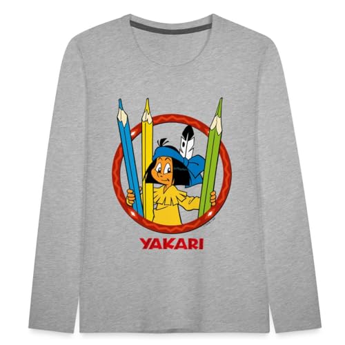 Spreadshirt Yakari Buntstifte Kinder Premium Langarmshirt, 122/128 (6 Jahre), Grau meliert von Spreadshirt