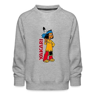 Spreadshirt Yakari Indianer Hey Du Kinder Premium Pullover, 98/104 (3-4 Jahre), Grau meliert von Spreadshirt