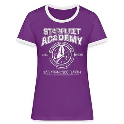 Spreadshirt Star Trek Discovery Starfleet Academy Frauen Kontrast T-Shirt, M, Lila/Weiß von Spreadshirt