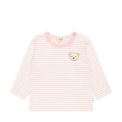 Steiff Unisex Baby Basic Langarm gestreift T-Shirt, Silver PINK, 86 von Steiff