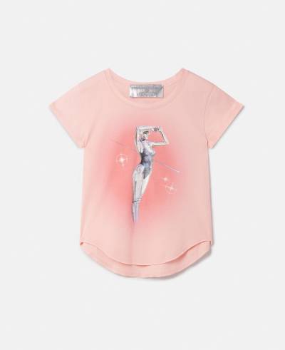 Stella McCartney - Baby-T-Shirt aus Biobaumwolle mit Sexy Robot-Motiv, Frau, Rosa, Größe: XS von Stella McCartney