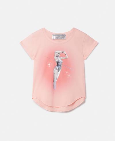 Stella McCartney - Baby-T-Shirt aus Biobaumwolle mit Sexy Robot-Motiv, Frau, Rosa, Größe: XXS von Stella McCartney