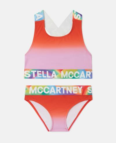 Stella McCartney - Logo Tape Ombré Bikini Set, Frau, Red Multicolour, Größe: 14h von Stella McCartney