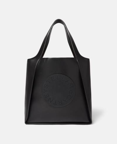 Stella McCartney - Quadratische Tote Bag mit Stella Logo, Frau, Schwarz von Stella McCartney