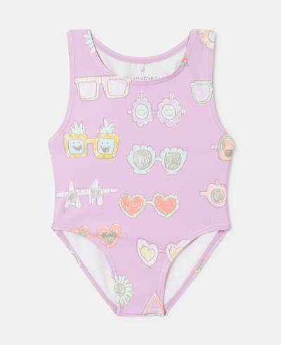 Stella McCartney - Sunglasses Doodle Print Swimsuit, Frau, Pink, Größe: 9m von Stella McCartney
