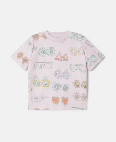 Stella McCartney - Sunglasses Doodle Print T-Shirt, Frau, Pink, Größe: 24m von Stella McCartney