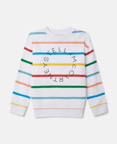 Stella McCartney - Sweatshirt mit Logo und Streifen, Frau, Weiß Bunt, Größe: 12 von Stella McCartney
