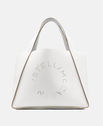 Stella McCartney - Logo Grainy Alter Mat Tote Bag, Frau, Reines Weiß von Stella McCartney