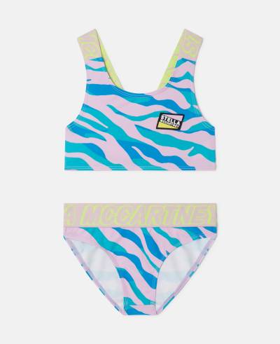Stella McCartney - Zebra Print Bikini Set, Frau, Blue Multicolour, Größe: 14h von Stella McCartney
