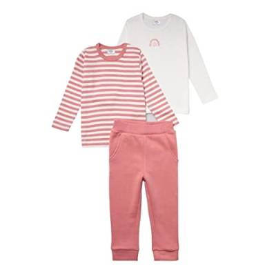 Stellou Kleidungsset für Babies und kleine Mädchen 3-teilig in Rosa, Bio-Baumwolle, 2 Langarm-Shirts und eine Jersey-Hose (Rosa/Weiß, 50/56) von Stellou & friends