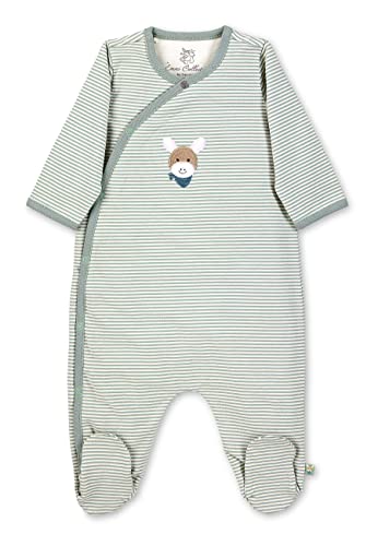 Sterntaler Baby Jungen Strampler GOTS Einteiler Emmi Strampler - Strampler Baby, Babystrampler - aus geringeltem Single Jersey - grün, 62 von Sterntaler