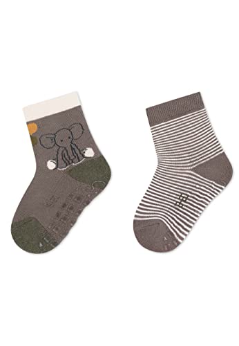 Sterntaler Baby Unisex Krabbelsocken ABS-Söckchen Doppelpack Elefant Eddy - Krabbelsocken, Stoppersocken Baby, Babysocken - grau, 25/26 von Sterntaler