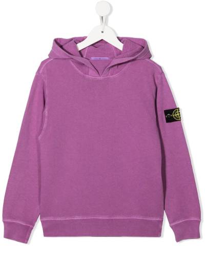 Stone Island Junior Hoodie mit Logo-Patch - Violett von Stone Island Junior