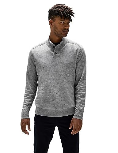 Street One MEN Herren LOS modern Basic Knit Troyer Strickpullover, Stone Grey Melange, Medium von Street One MEN