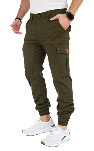 8000 Herren Cargohose aus Baumwolle männer Cargohose Chino Hose Freizeithose Slim fit Cargohose Slim fit Chino Hose stylisch Cargohose (8002_Dark Green, 32) von Styleko