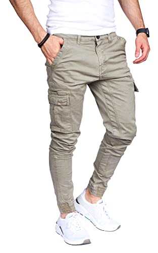 8007 Herren Cargohose aus Baumwolle männer Cargohose Chino Hose Freizeithose Slim fit Cargohose Slim fit Chino Hose stylisch Cargohose (C-Olive, 38) von Styleko