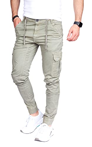 8008 Herren Cargohose aus Baumwolle männer Cargohose Chino Hose Freizeithose Slim fit Cargohose Slim fit Chino Hose stylisch Cargohose (C-Olive, 34) von Styleko