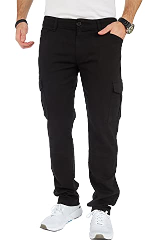 8010 Herren Cargohose aus Baumwolle männer Cargohose Chino Hose Freizeithose Slim fit Cargohose Slim fit Chino Hose stylisch Cargohose (as3, Numeric, Numeric_29, Regular, Regular, A-Black, 36) von Styleko