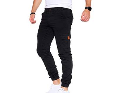 Styleko Cargohose Herren Cargohose aus Baumwolle Outdoorhose männer verwaschen Cargohose Chino Hose Sporthose Freizeithose Jogging treckking Casual Hose |6 Taschen 8001 (Black- Guertel, 38) von Styleko