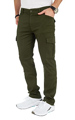 Styleko Herren Hosen Cargohose Herren Casual Slim Fit Cargohose aus Baumwolle Outdoorhose männer Chino Hose Freizeithose Jogging treckking Hose Sporthose|6 Taschen 8002 (Dark Green-Open Loop, 32) von Styleko