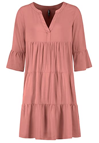 Sublevel Damen Kleid Strandkleid Sommerkleid 100% Viskose MIT Volants, Hosengröße:S / 36, Farbe:Rosa von Sublevel