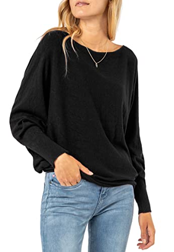 Sublevel Damen Strickpullover Basic mit Fledermausärmeln Black S/M von Sublevel