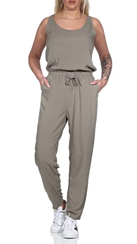 Sublevel Damen Viskose Jumpsuit LSL-444 Overall ärmellos Middle Green S von Sublevel