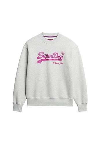 Superdry Damen Vintage Logo Sweatshirt mit Rundhalsausschnitt und Verzierung Gletschergrau Meliert 40 von Superdry