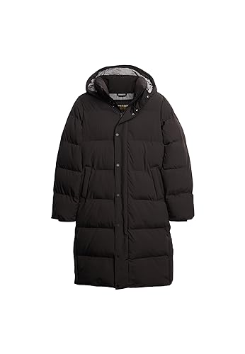 Superdry Herren Longline Hooded Puffer Coat Jacke, schwarz, Large von Superdry