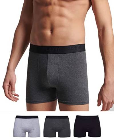 Superdry Mens Multi Triple Pack Boxer Shorts, Black/Charcoal/Grey, Medium von Superdry