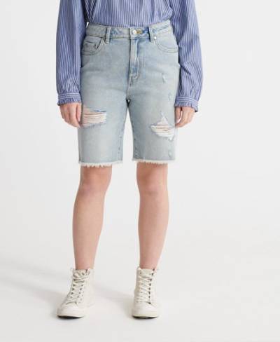 Superdry Women's Bermuda Boy Shorts Hellblau - Größe: 38 von Superdry