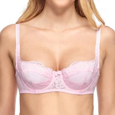 Susa Dirndl BH Push up Wiesn-Zauber I Bügel-Push-Up BH mit bestickten Soft Cup Schalen I BH mit einfachem Design für EIN Atemberaubendes Dekolleté I pink I 90A von Susa