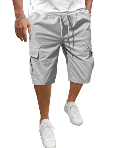 Svanco Kurze Hosen Herren Chino Shorts Sommer Cargoshorts Baggy Männer Baumwolle Cargohose Elastische Taille Freizeithose Mit Sechs Taschen von Svanco