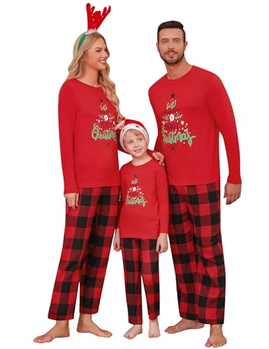 Sykooria Weihnachts Pyjama Herren Lang Partner Fun Schlafanzug Familien Outfit Set Christmas Pyjama Lang Weihnachtspyjama Familie Set von Sykooria