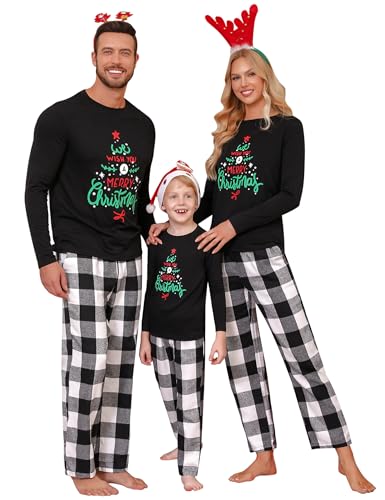 Sykooria Weihnachts Pyjama Kinder Lang Partner Fun Schlafanzug Familien Outfit Set Christmas Pyjama Weihnachtspyjama Familie Set von Sykooria