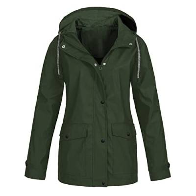 TAELU Regenjacke Damen Wasserdicht mit Kapuze Lang Regenmantel Leicht Sommerjacke Regenparka Tailliert Wasserdichte Jacke Damen Regenjacke Gestreift Schwarz L von TAELU