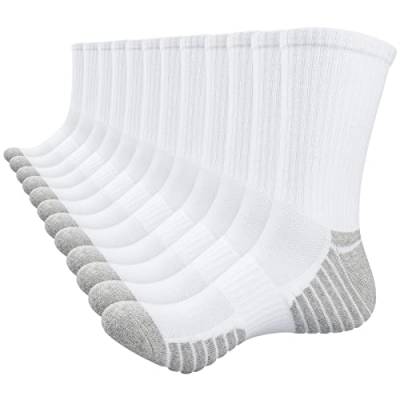 TANSTC Sneaker Socken Herren Damen 43-46, Winter Wärme Dicke Arbeitssocken Wandersocken, Baumwolle Rutschfest Tennissocken Sportsocken Herrensocken, Geburtstagsgeschenk Für Frauen Männer, Weiß 6 Paar von TANSTC