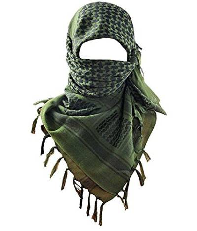 THE ART BOX Reine Baumwolle Militär Taktisch Wüste Herren Schal Arabian Nacken Bandana Unisex Kopftücher Wickeln Shemagh Gesichtsmaske Männer und Frauen 110 x 110 cm, Grün von THE ART BOX