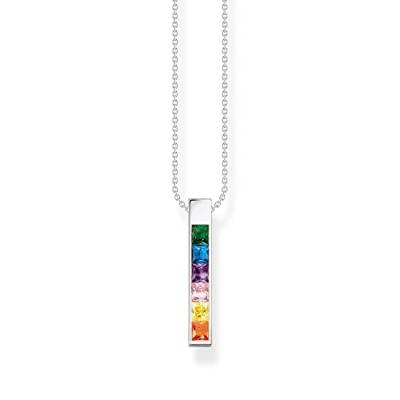 Thomas Sabo Damen Kette mit bunten Steinen Silber, aus 925er Sterlingsilber, Steinbesatz in Regenbogen-Farben, Länge 45cm, KE2113-166-7-L45V von THOMAS SABO