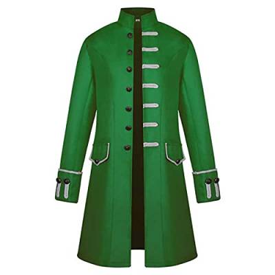 Halloween Herren Smoking Karneval Frack Jacke Für Männer Oberteile Mantel Renaissance Kostüme Fasching Halloween Kostüm Kostüm-Outfits Slim Fit Unterteile Für Männe Party Oberbekleidung（2-Green，XL） von TIMELYE