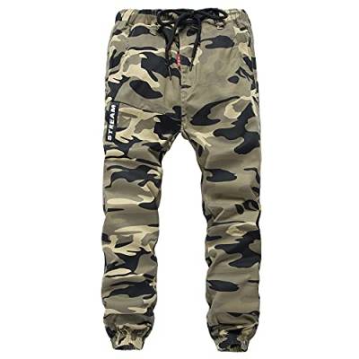 TOKYMOON Hosen für Jungen Kinder Junge Cargo Jogginghose Jogginghose Camouflage Kinder Cargohose mit Gummizug Camouflage Hosen Cargo Hose für Jungen Kinder Sporthose Gelb 134-140 von TOKYMOON