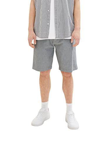 TOM TAILOR Denim Herren 1036287 Regular Fit Chino Shorts, 29653-Black White Chambray, XXL von TOM TAILOR Denim