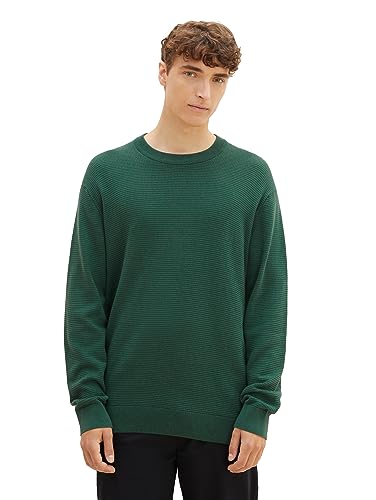 Tom Tailor Denim Herren Basic Strick-Pullover mit Struktur, 10778 - Hunter Green, S von TOM TAILOR Denim