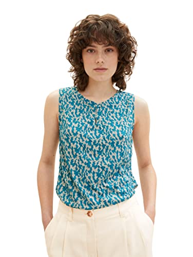 TOM TAILOR Damen 1037218 Top mit Muster, 32149-Petrol Small Abstract Design, XXL von TOM TAILOR