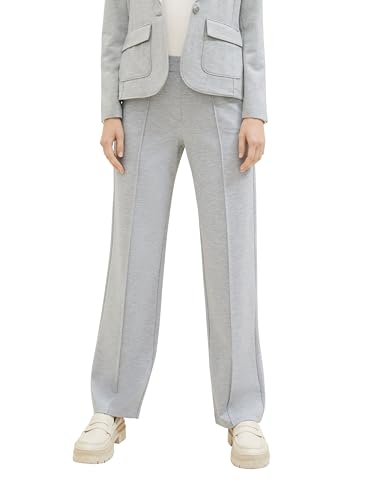 TOM TAILOR Damen Straight Leg Sweatpants mit Ziernaht, medium silver grey melange, 34/30 von TOM TAILOR